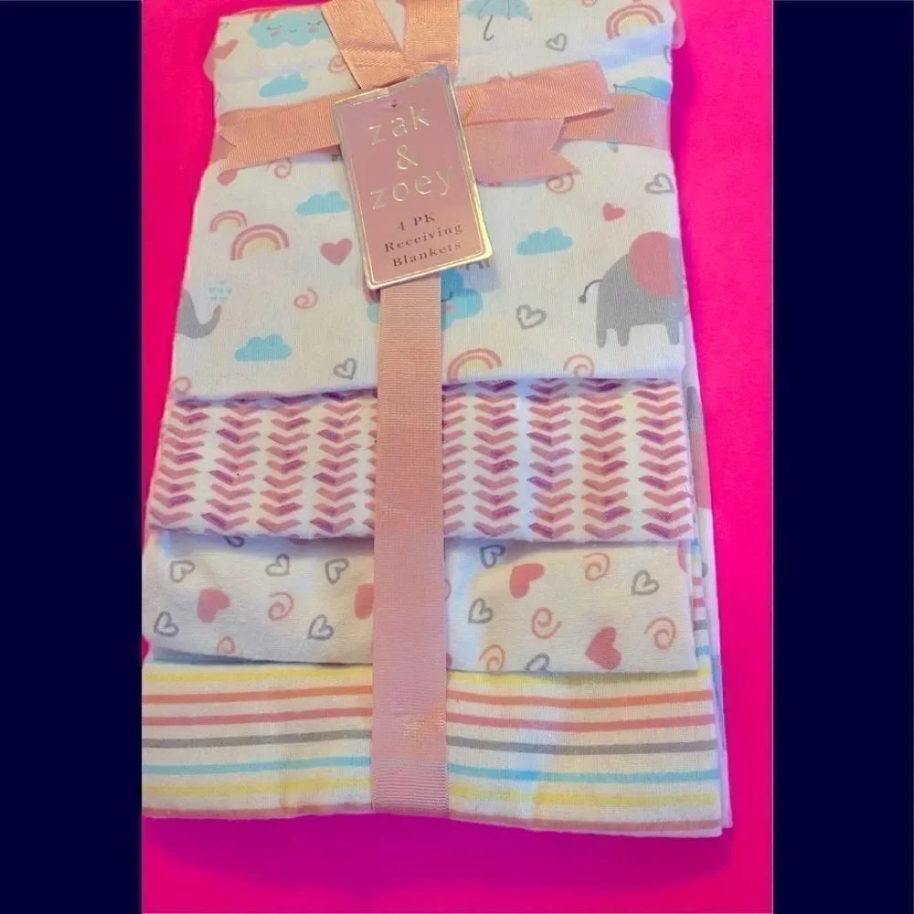 🛍Zak and Zoey 4 pack Receiving Baby Blankets